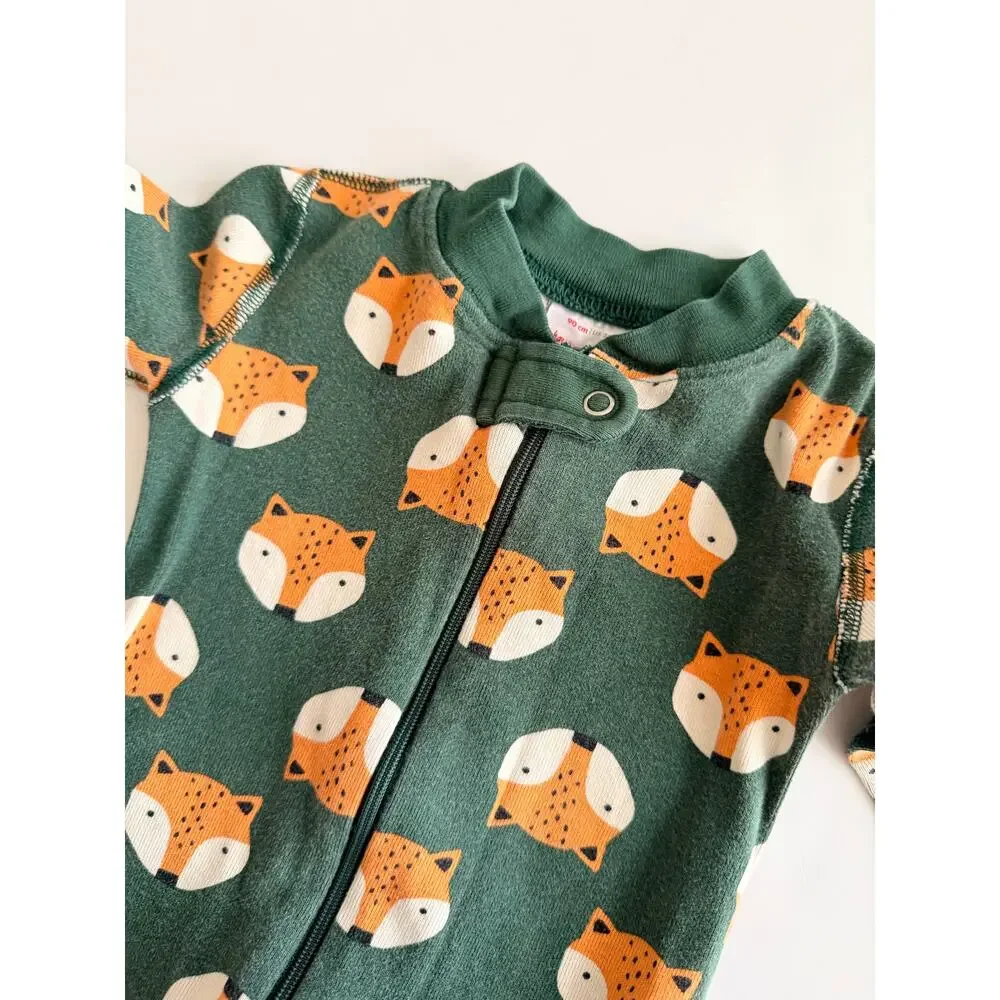 Hanna Andersson Baby Fox Print 2-Way Zip Sleeper - Organic Cotton 90 3T